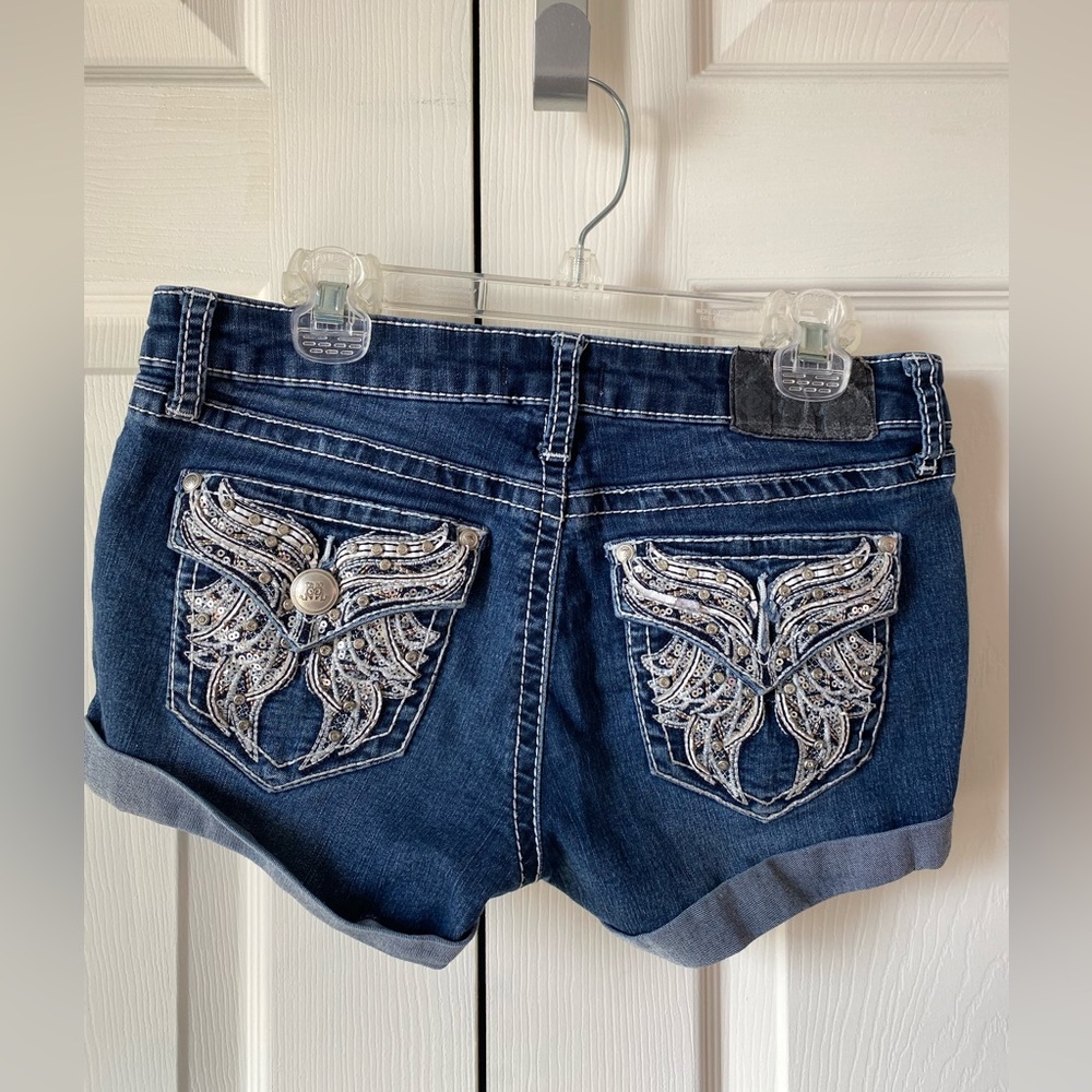 Soundgirl Denim Shorts with Decorative Back Pockets